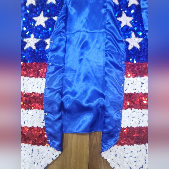 Jean by Joseph Le Bon Sequin Bead Vest Sz XXL 80s Style USA Flag American Stars - Picture 7 of 13
